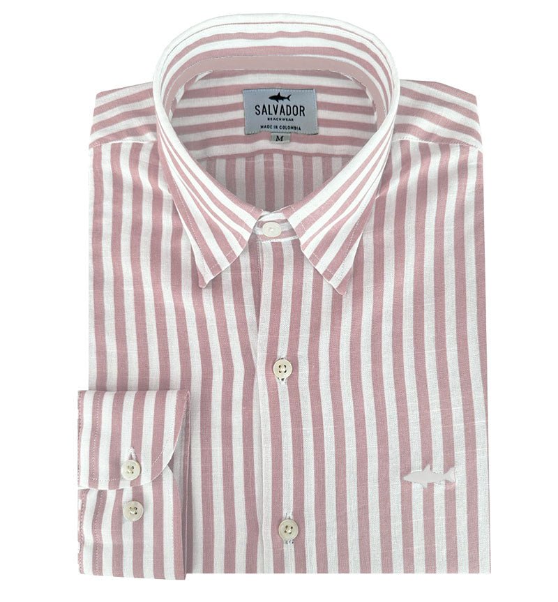 CAMISA BLANCA RAYAS PALO ROSA
