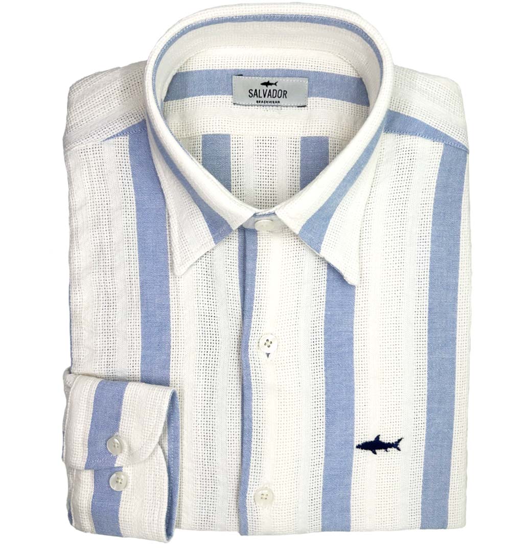 CAMISA BLANCA RAYAS G AZUL C