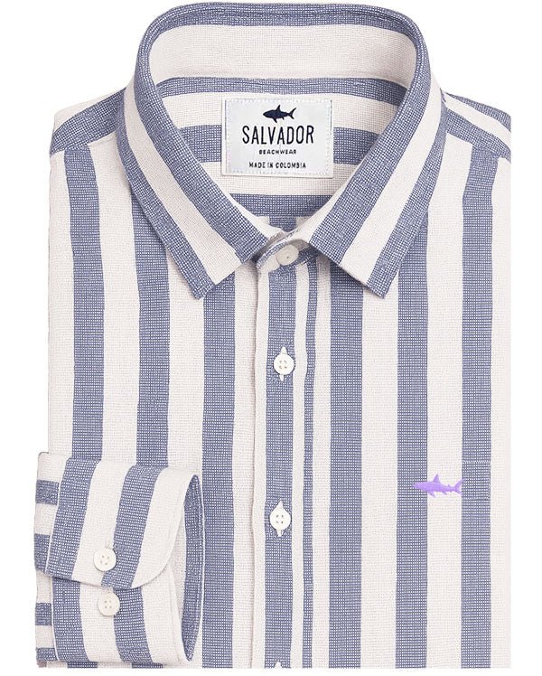 CAMISA BLANCA RAYAS G AZUL O