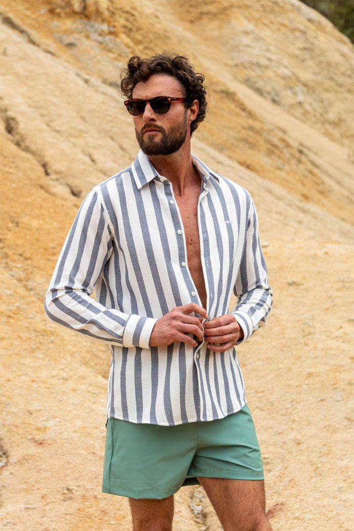 CAMISA BLANCA RAYAS G AZUL O