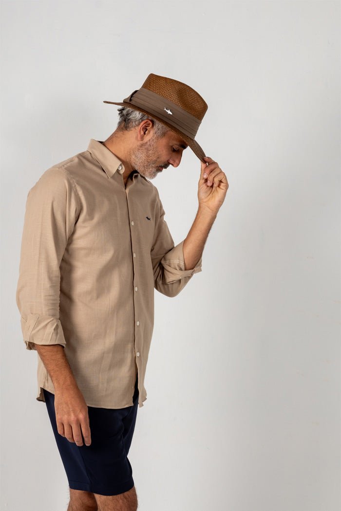 SOMBRERO OSCURO CINTA ANCHA CENIZO