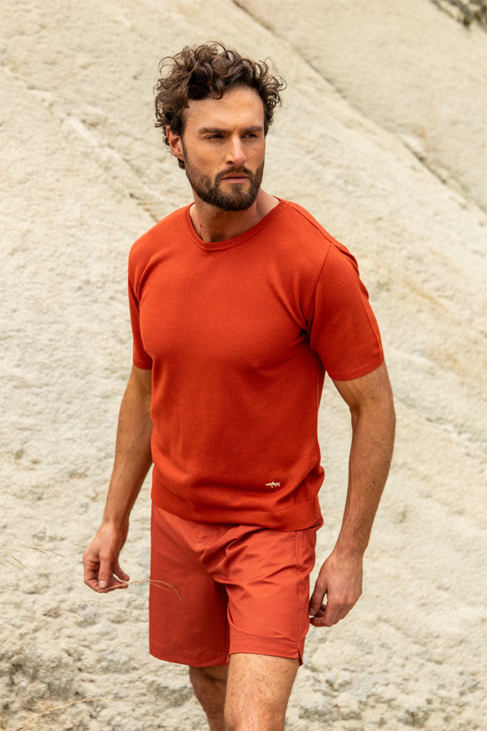 CAMISETA DE PUNTO TERRACOTA