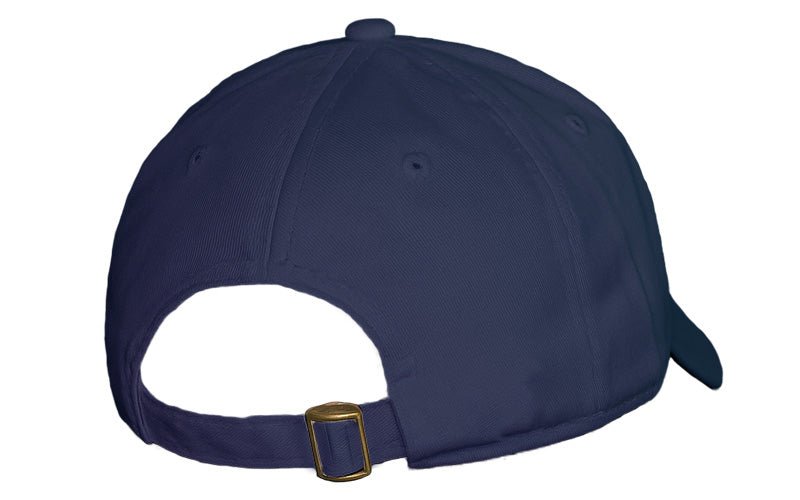 Gorra azul oscura con tiburón bordado lateral para hombre en algodón vista posterior Salvador Beachwear