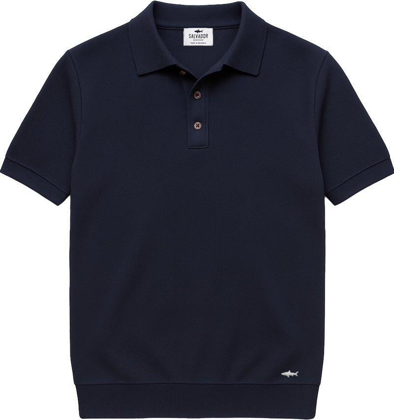 POLO DE PUNTO BOTONES AZUL OSCURA