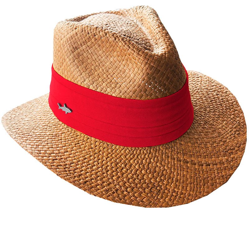 SOMBRERO OSCURO CINTA ANCHA ROJA