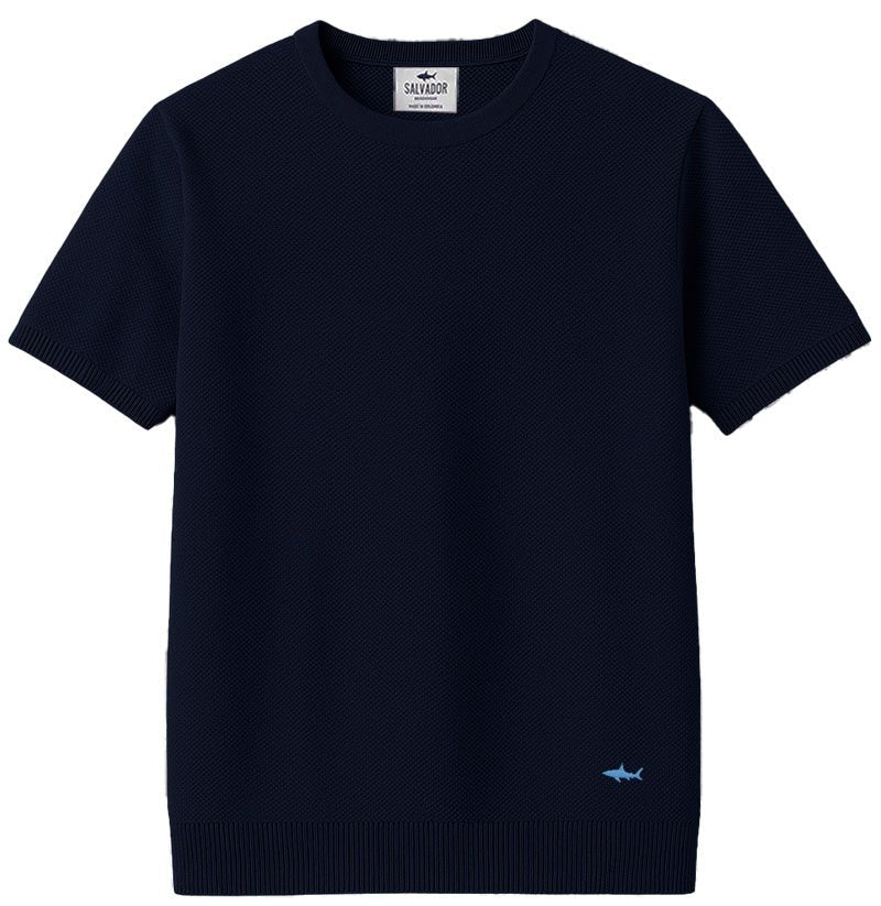 CAMISETA DE PUNTO AZUL OSCURA