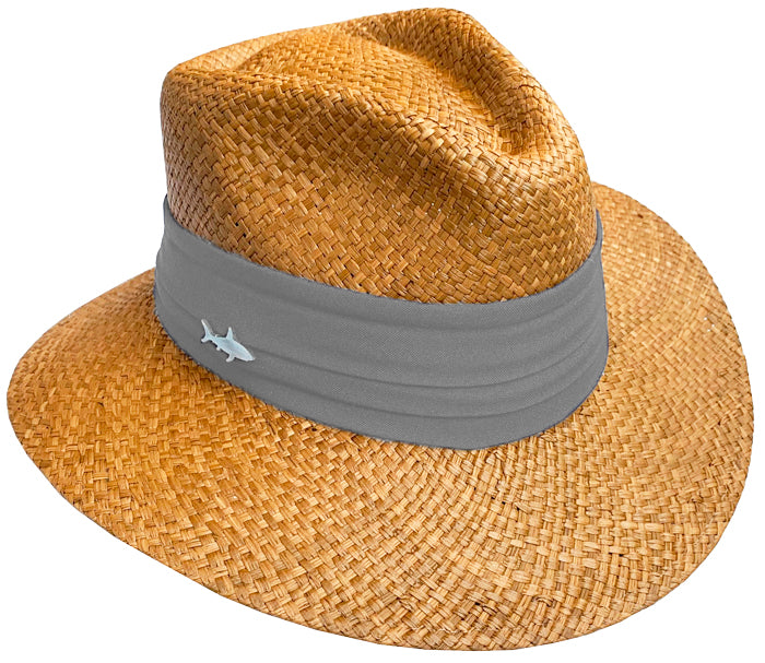 SOMBRERO OSCURO CINTA ANCHA GRIS CLARO