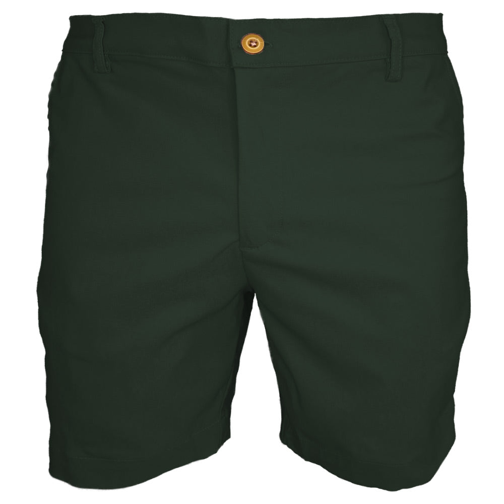 Bermuda verde militar para hombre vista de frente, con cierre de botón y cremallera, Salvador Beachwear
