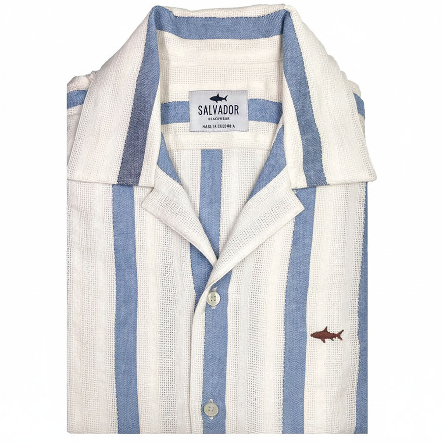 CAMISA RESORT BLANCA R AZUL C