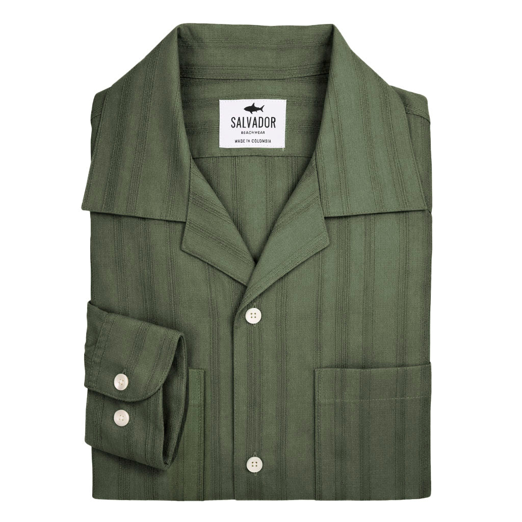 GUAYABERA BOLSILLOS VERDE MILITAR