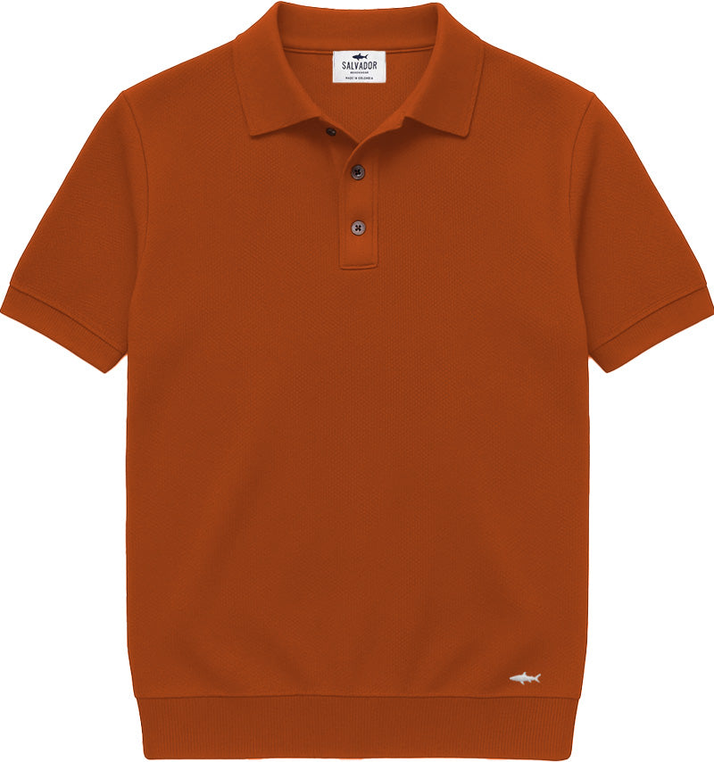 POLO DE PUNTO BOTONES TERRACOTA