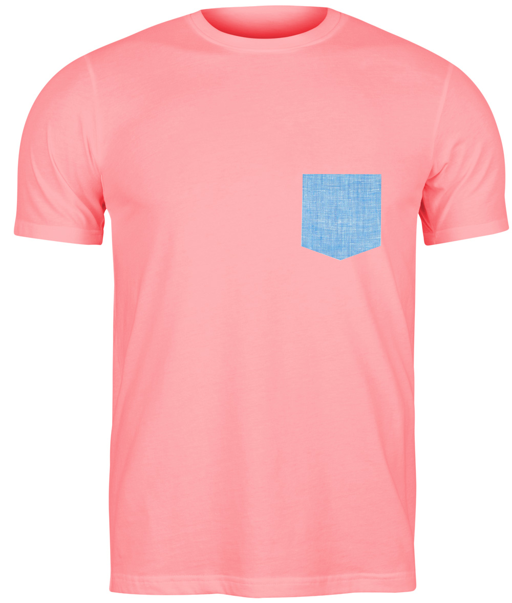 CAMISETA ROSADA BOLSILLO AZUL C